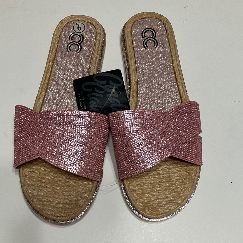 Aime Leon Dore Pink Glitter Slide Sandals